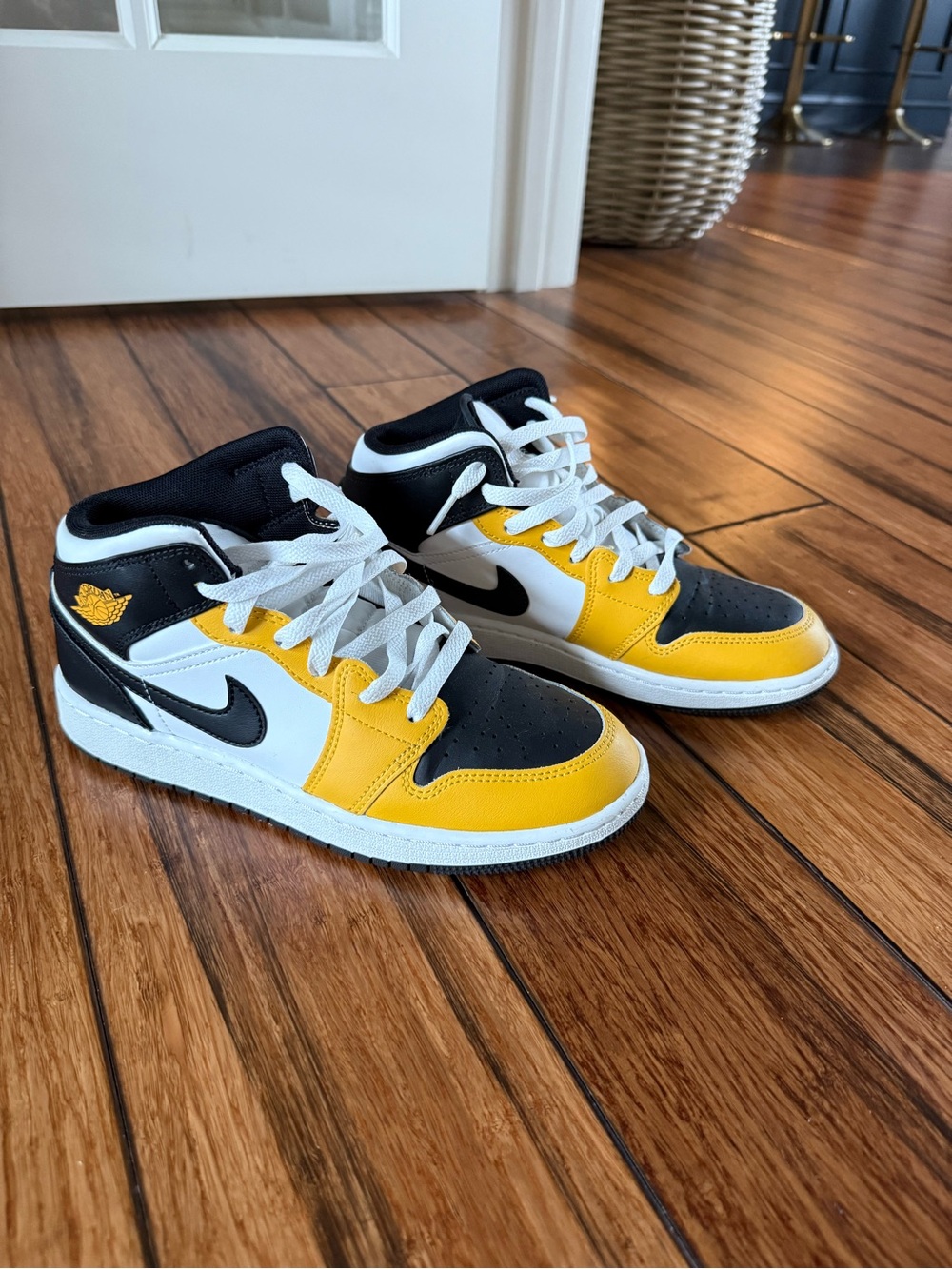 Nike Kids Yellow Black White High-Top Sneakers
